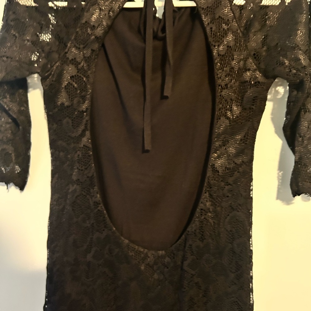 Lace Mini Dress with Open Back - Picture 5 of 5